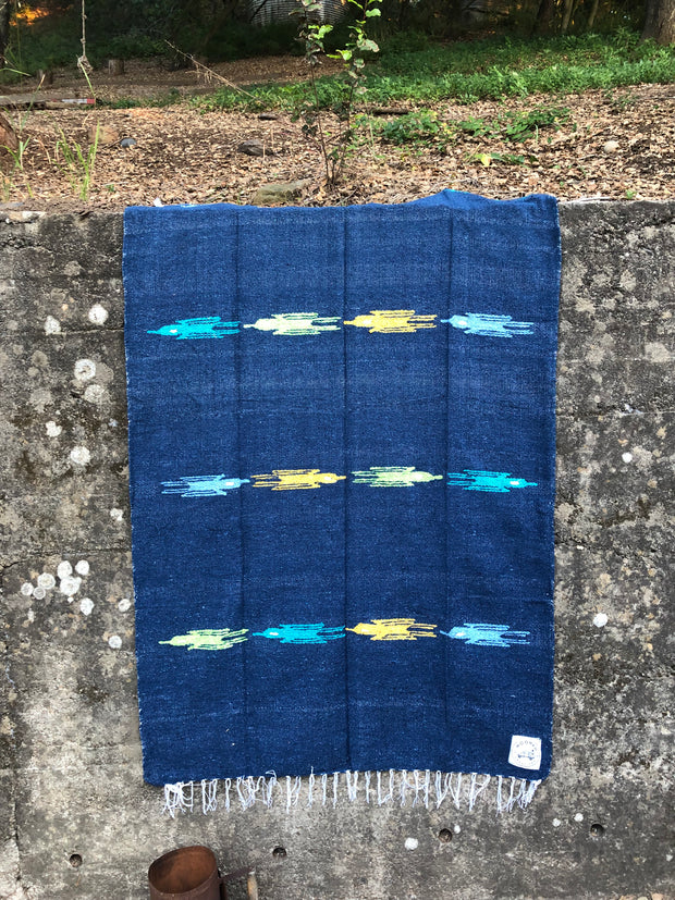 Thunderbird Blanket in Deep Ocean (4' x 6.5')
